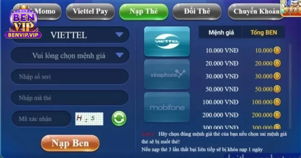 Nạp Và Rút Tiền Tại Benvip